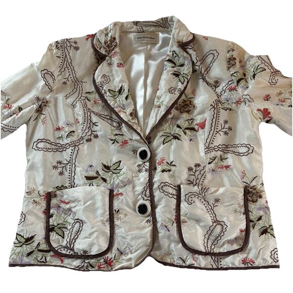 Keke Collection Women’s Jacket Coat Sz Large Floral Paisley Embroidery Accents - Picture 4 of 16
